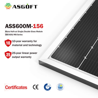 Täfelt Glassolarmonokristalliner Pv monofilm ASGOFT Zell600w