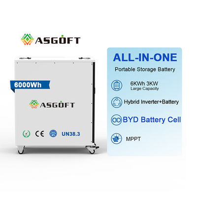 Intelligente Aufladungsbatterie 6Kwh lifepo4 mit tragbarer beweglicher Energie des Inverter-3000W