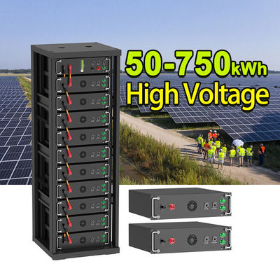 Hochspannung 15kwh-750kwh Lithium-Eisen Batterie Pack Lifepo4 51.2v 100Ah Rack-montierte Batterie Lithium-Ionen-Batterie