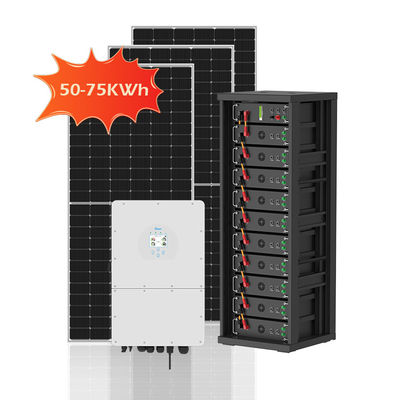 50 kWh 75 kWh Hochspannungshybrides Solarenergiesystem 100 kWh 300 kWh 750 kWh On-Off-Grid-PV-Schrankbatterie