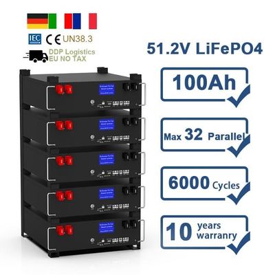 51.2V 100Ah BMS 5kw Diy LiFePO4 Stackbare Solar-Energie-Speicherbatterien
