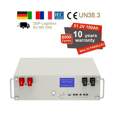 51.2V 100Ah 5kWh Lifepo4 Batteriepaket mit BMS-Serve-Rack für die Energiespeicherung zu Hause